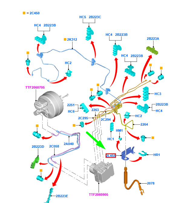 new ford transit custom mk1 front left brake pipe bracket 1763959 original