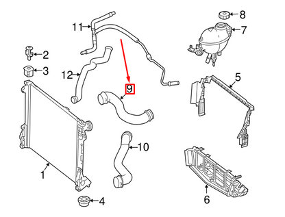 new mercedes-benz c w204 right radiator coolant hose a2045013482 original