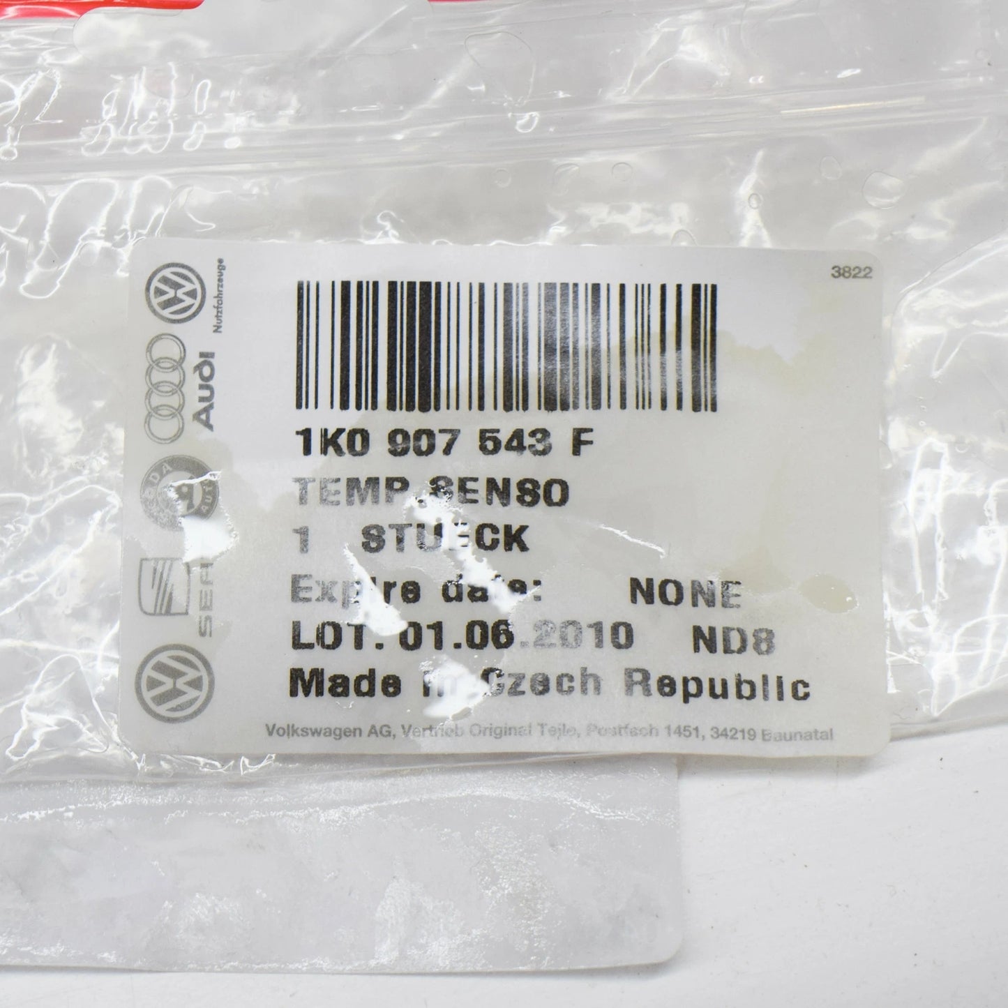 NEW VOLKSWAGEN EOS TEMPERATURE SENSOR 1K0907543F 2010