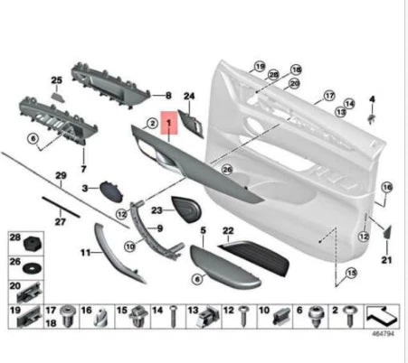 NEW BMW X5 F15 F85 M REAR LEFT DOOR PANEL DECOR STRIP 51418063911 ORIGINAL