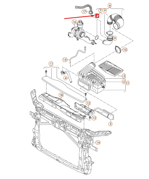 NEW VOLKSWAGEN GOLF MK7 AIR INTAKE HOSE O-RING 5Q0129646A ORIGINAL