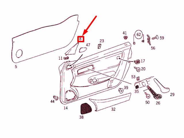NEW MB SLK R170 FRONT LEFT DOOR MIRROR TRIANGLE INNER PLATE A1707250111 ORIGINAL