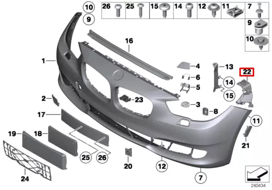 NEW BMW 5 GRAN TURISMO F07 FRONT BUMPER RIGHT SPACER 51647203828 ORIGINAL