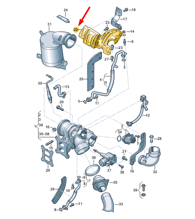 NEW AUDI A3 8V EXHAUST MANIFOLD WITH TURBO COVER PLATE 06K129597N ORIGINAL