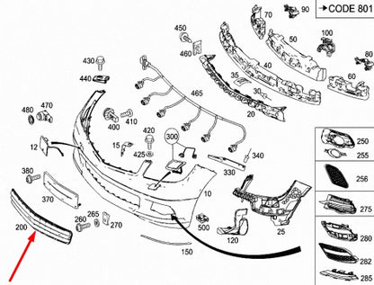 NEW MB C-CLASS W204 FRONT AMG BUMPER LOWER CENTER GRILLE A2048850453 ORIGINAL