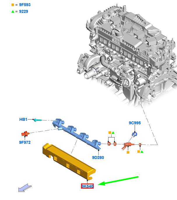 new ford kuga mk3 fuel supply manifold insulator 2282275 k2ge-9u550-ac original