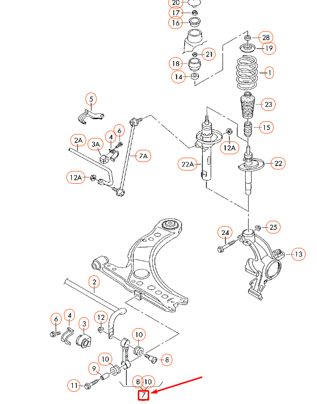 NEW VW BEETLE 9C FRONT SWAY BAR END LINK COUPLING ROD 1J0411315K ORIGINAL