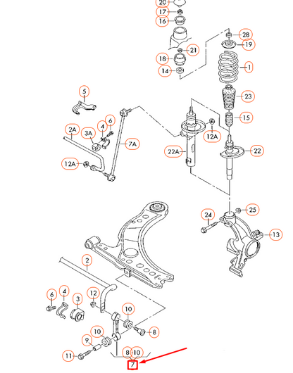 NEW VW BEETLE 9C FRONT SWAY BAR END LINK COUPLING ROD 1J0411315K ORIGINAL
