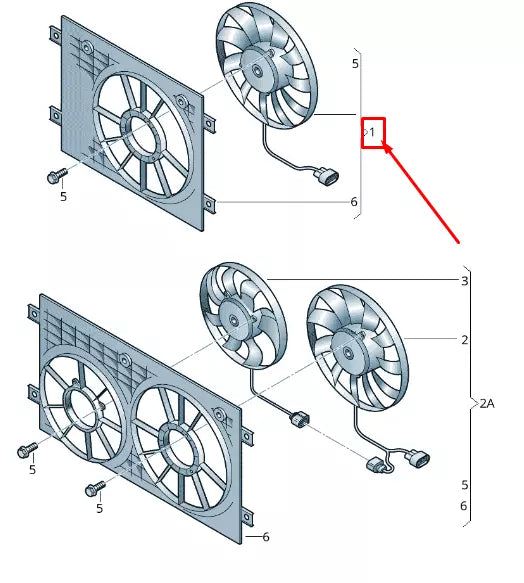 NEW AUDI Q2 ENGINE RADIATOR COOLING FAN WITH FAN RING 5Q0121203DE ORIGINAL