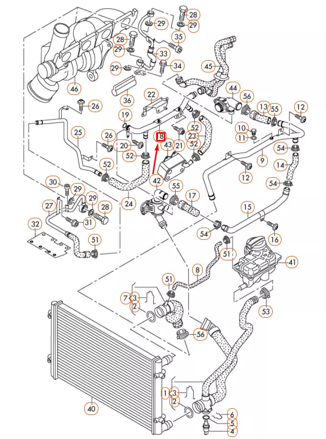 NEW AUDI A4 B7 ENGINE COOLANT PIPE 06D121065J ORIGINAL