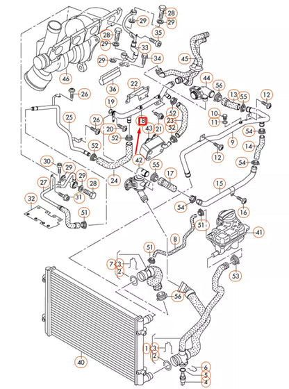 NEW AUDI A4 B7 ENGINE COOLANT PIPE 06D121065J ORIGINAL