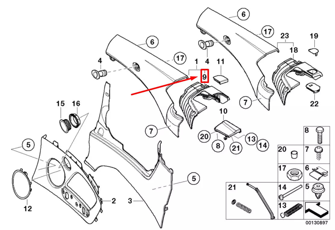 NEW BMW 3 CABRIO E46 LEFT ROD ASSEMBLY COVER 8240799 51438240799 ORIGINAL