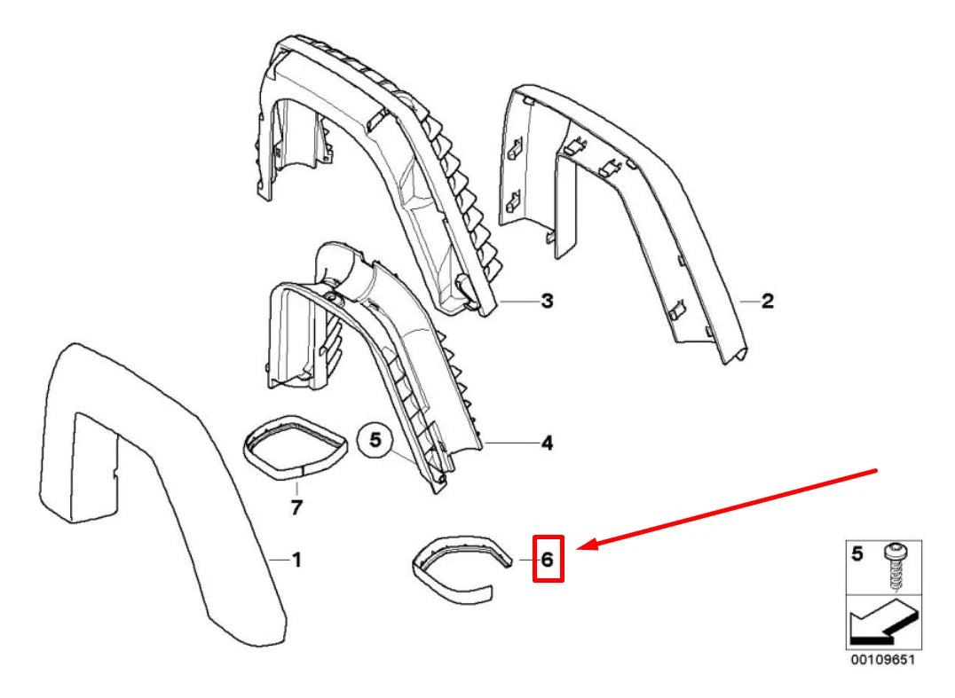 NEW BMW Z4 ROADSTER E85 LEFT EXTERIOR SECURING RING 51437056389 7056389 ORIGINAL