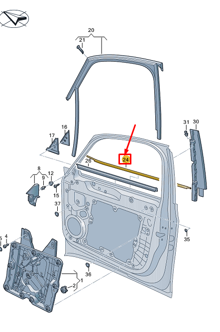 new vw id.3 e11 front right outer window aperture seal 10a837478c5ap original