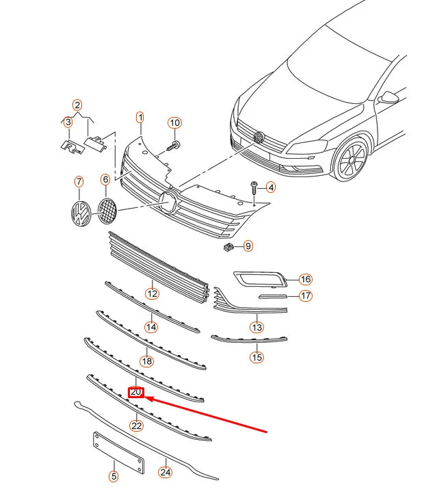 NEW VW PASSAT B7 R-LINE FRONT BUMPER VENT GRILLE TRIM 3AA853551A041