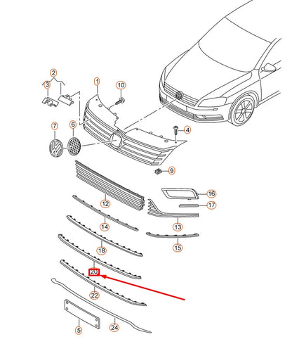 NEW VW PASSAT B7 R-LINE FRONT BUMPER VENT GRILLE TRIM 3AA853551A041