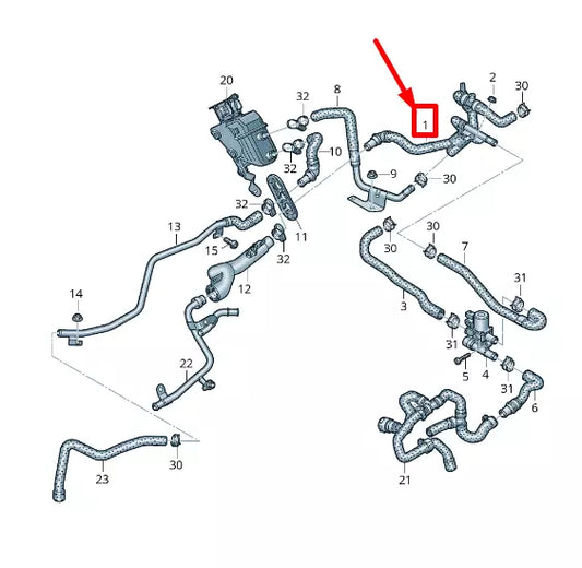 NEW AUDI Q5 FY COOLANT PIPE WITH COOLANT HOSE 80C819342C