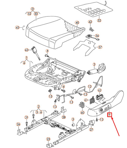 NEW VOLKSWAGEN CC FRONT LEFT OUTER SEAT FRAME TRIM PANEL 3C8881313A9B9 ORIGINAL