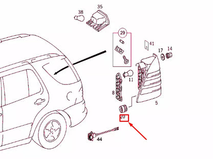 NEW MERCEDES-BENZ ML W163 REAR TAIL LIGHT ASSEMBLY BUSHING A1638260027 ORIGINAL