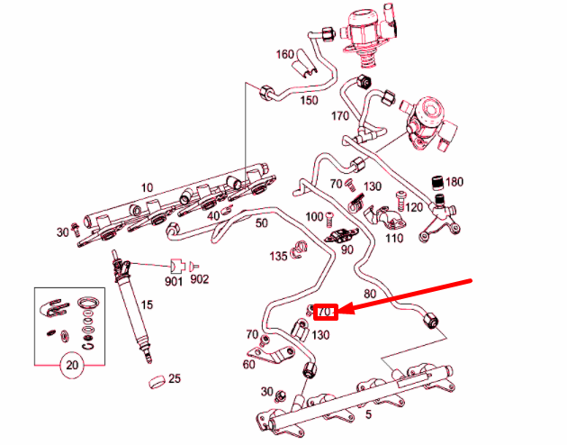 new mercedes-benz ml w164 high pressure line to bracket bolt a0059902512