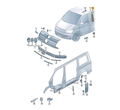 NEW VOLKSWAGEN TRANSPORTER T6 LEFT SLIDING DOOR FOIL TRIM 7E0853311041
