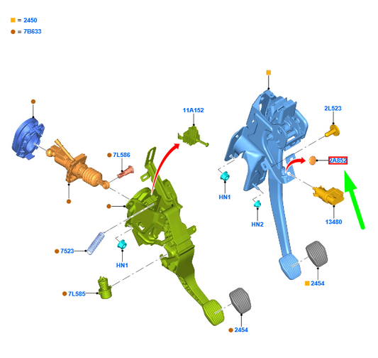 new ford focus mk4 brake pedal insulator 2356827 jx61-2d386-aa original