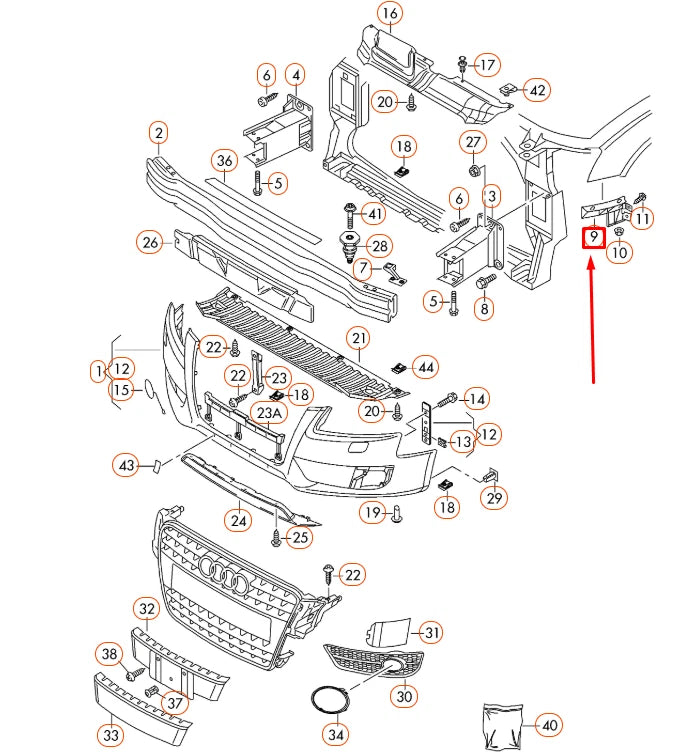NEW AUDI A4 B8 FRONT BUMPER RIGHT GUIDE SECTION 8K0807284 ORIGINAL
