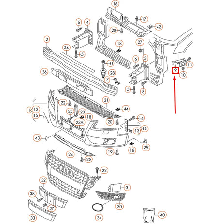 NEW AUDI A4 B8 FRONT BUMPER RIGHT GUIDE SECTION 8K0807284 ORIGINAL