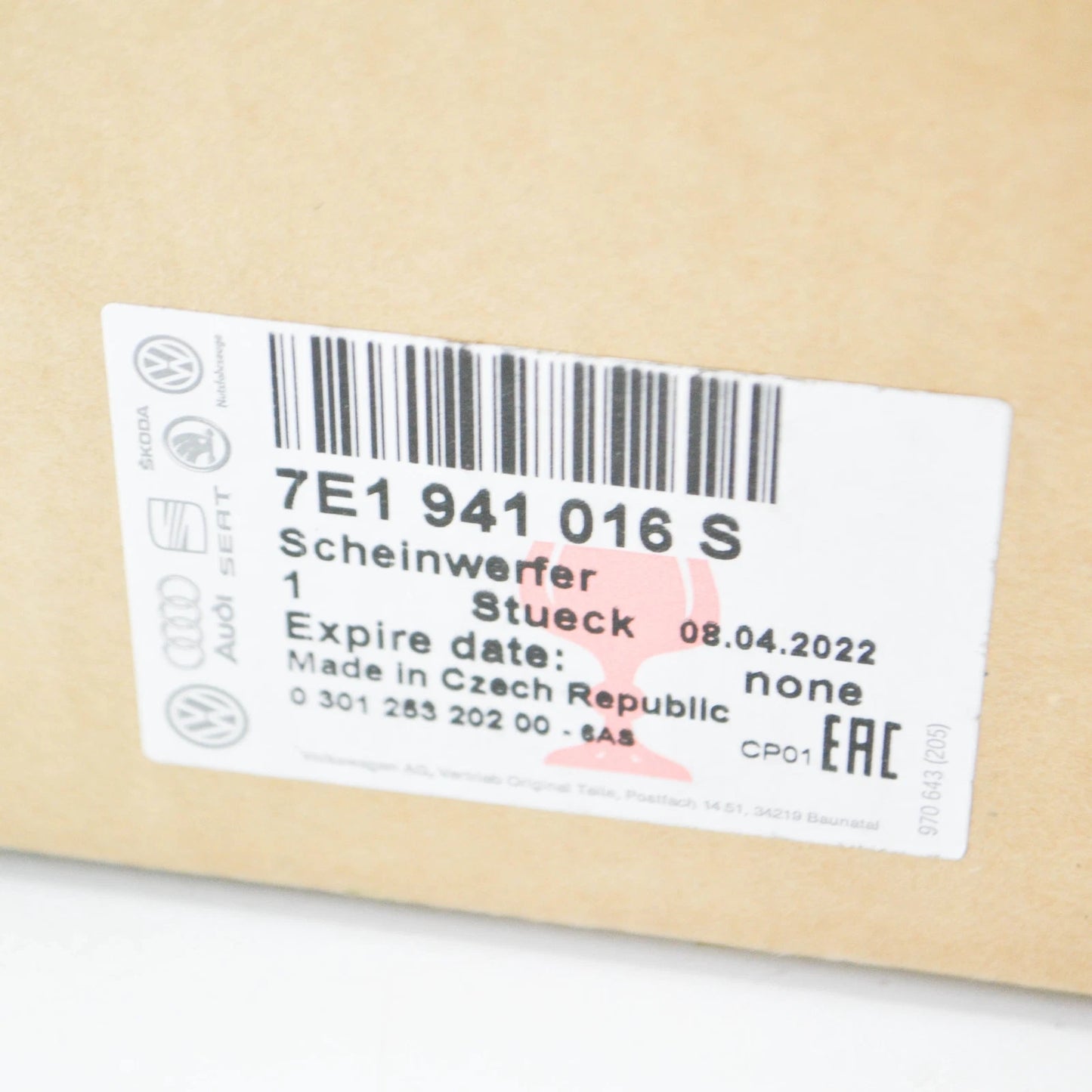 NEW VOLKSWAGEN TRANSPORTER T5 FRONT RIGHT HEADLIGHT LHD 7E1941016S ORIGINAL