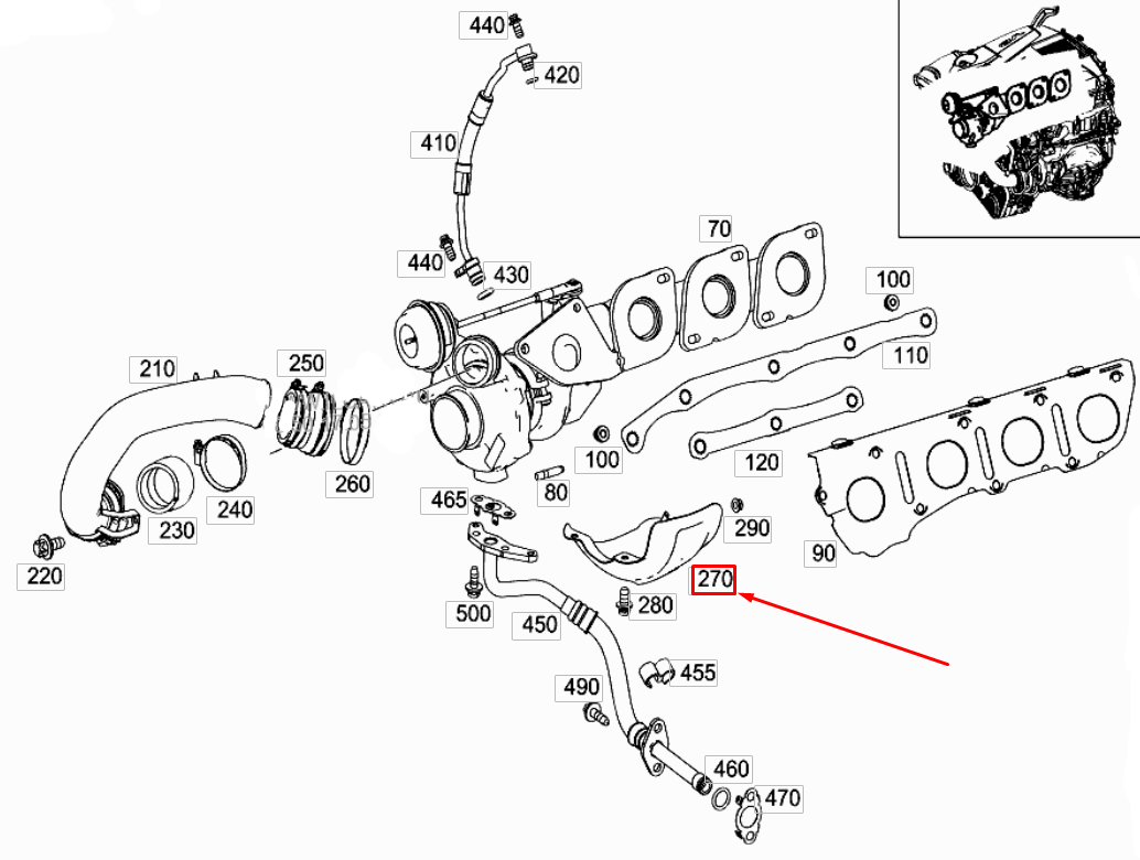 new mercedes-benz gle w166 right turbocharger heat shield a2780940300 original