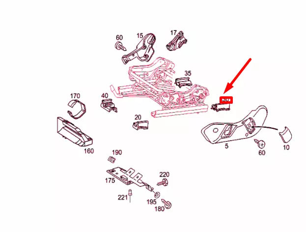 NEW MB C W203 FRONT RIGHT SEAT OUTSIDE REAR COVER CAP A20391906209051 ORIGINAL