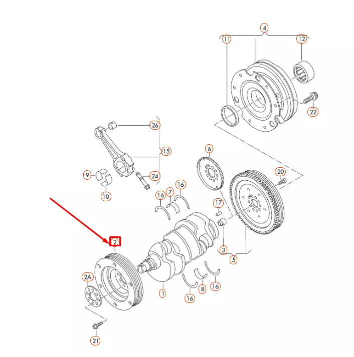 NEW AUDI A4 B8 CRANKSHAFT VIBRATION DAMPER 06E105251C ORIGINAL