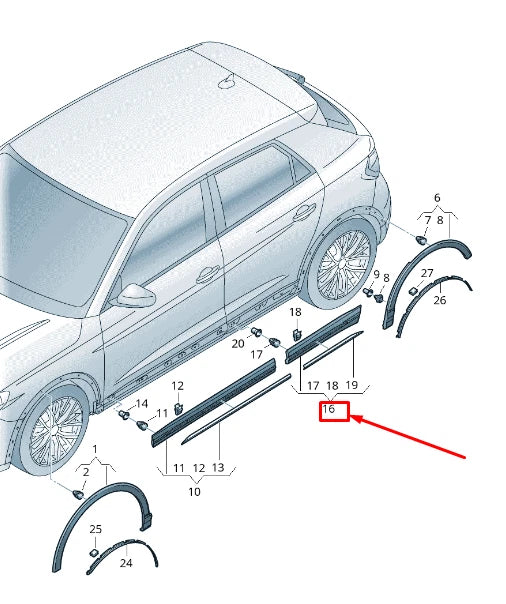 NEW AUDI Q3 F3 REAR LEFT DOOR COVER 83A8539694W3