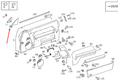NEW MB SL R129 FRONT RIGHT DOOR MIRROR INTERIOR PLATE A12972002117095 ORIGINAL