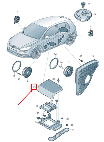 NEW VOLKSWAGEN GOLF 5G MK7 SOUND AMPLIFIER COVER 5G0972135 ORIGINAL