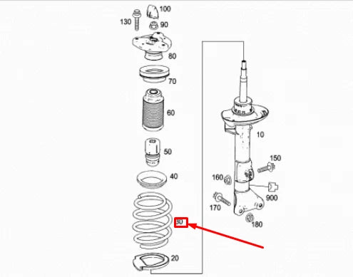 NEW MERCEDES-BENZ C W204 FRONT COIL SPRING A2043214204 ORIGINAL