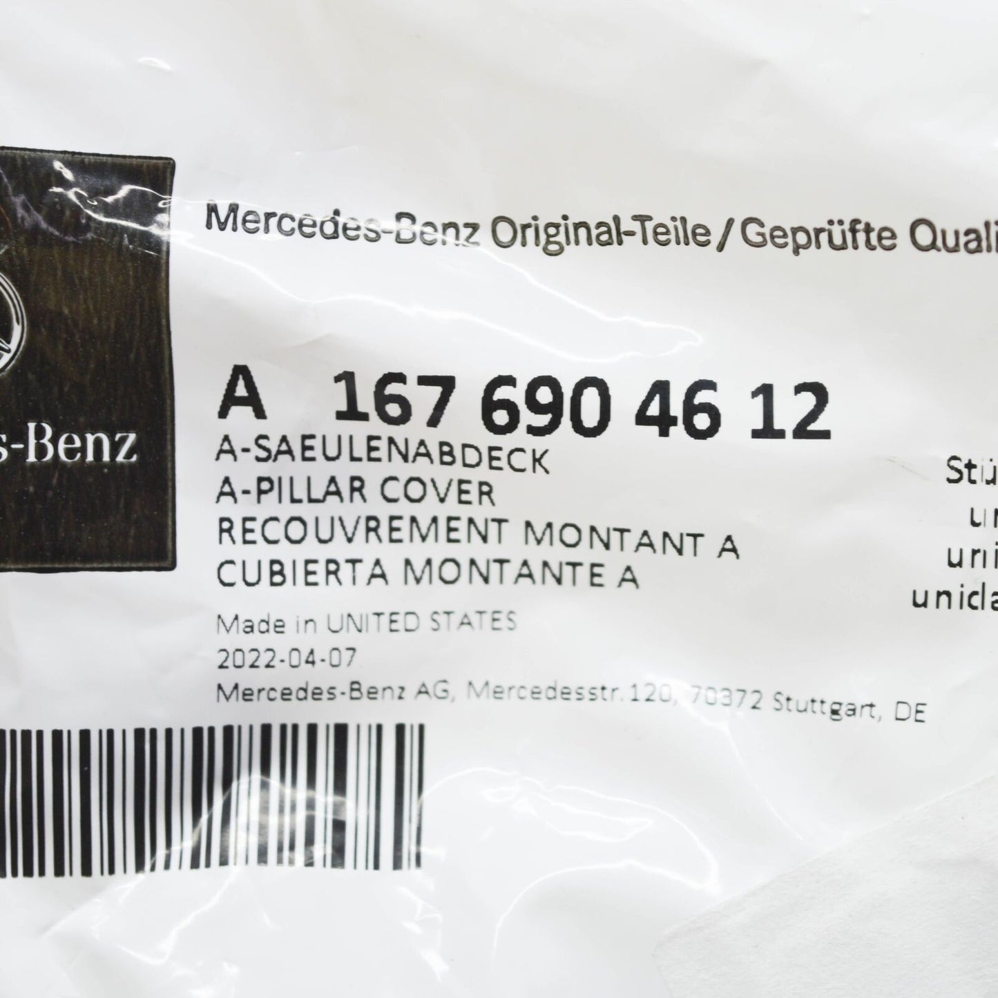 new mercedes-benz gle w167 exterior a-pillar right cover a1676904612 original