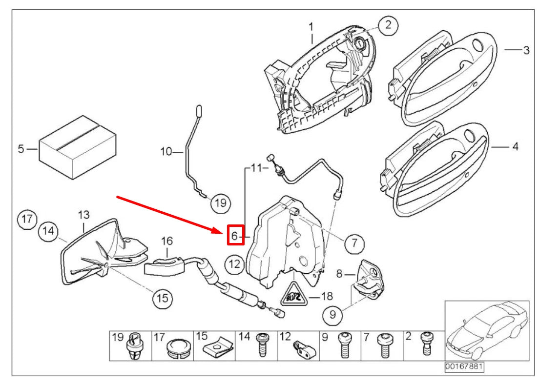 NEW BMW 7 E65, E66, E67 FRONT RIGHT DOOR LOCK 51217202136 7202136 ORIGINAL