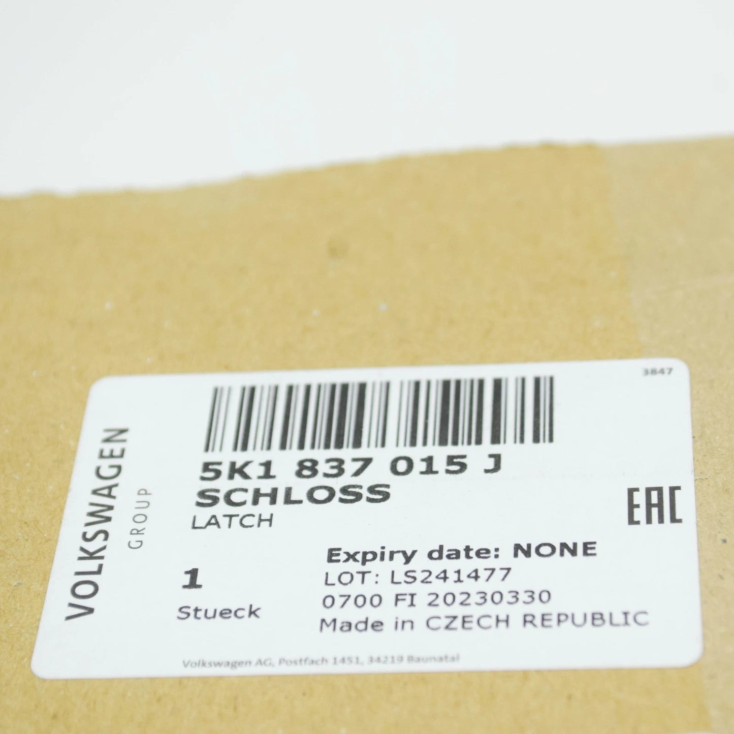 NEW VW JETTA A6 FRONT LEFT DOOR LOCK LHD 5K1837015J ORIGINAL