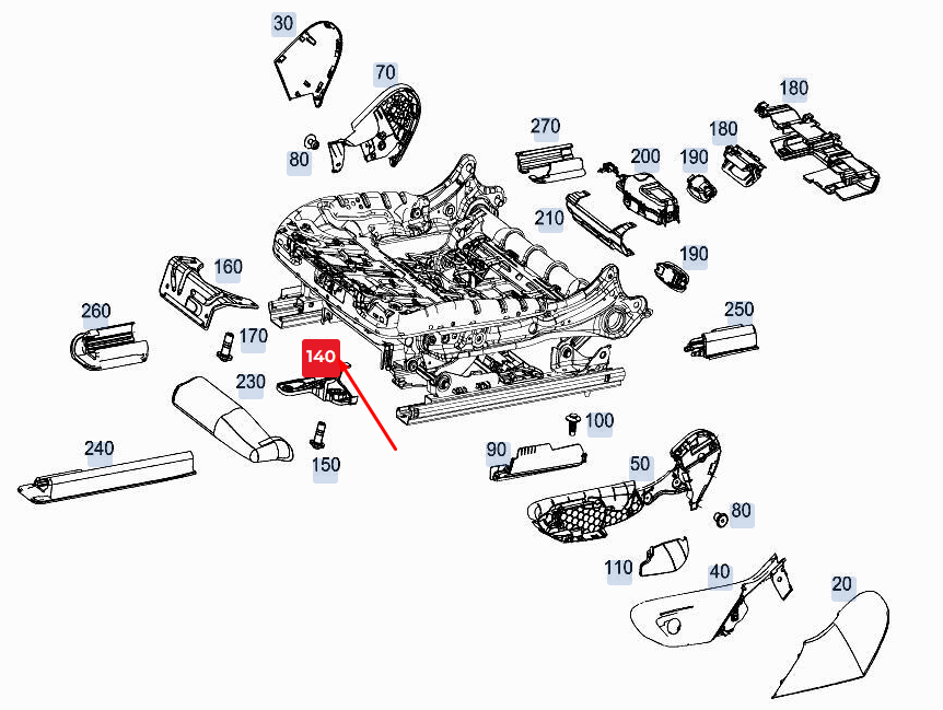 new mercedes-benz gle w167 front inner left seat bracket a1679110300 original