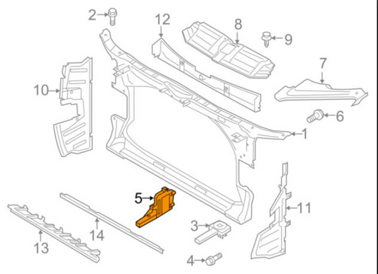 new audi a7 4g right radiator support core bracket 4g0805528a original