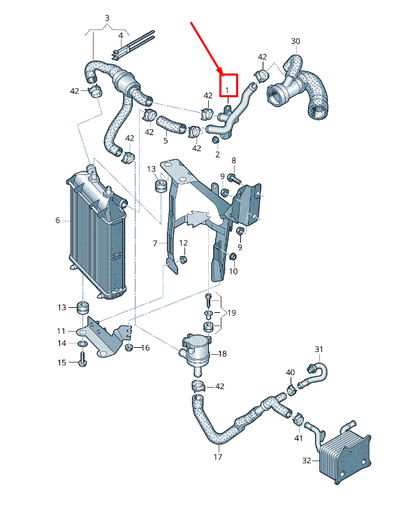 new audi a4 avant b8 right upper engine coolant pipe 8k0121075 original