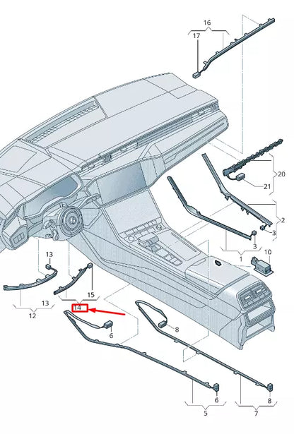 NEW AUDI A6 C8 CENTRE DASHBOARD AMBIENT LIGHT RHD 4K2947251 ORIGINAL