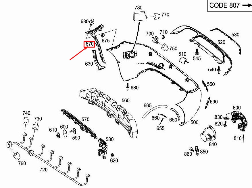 NEW MERCEDES-BENZ SLK R172 REAR LEFT BUMPER SIDE STABILITY A1728800430 ORIGINAL