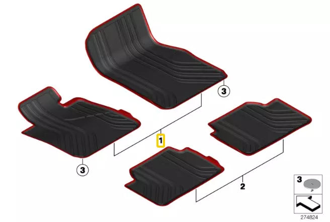 NEW BMW 1 SERIES F20 FLOOR MATS SET SPORT ALL WEATHER SPORTLINE 2219794