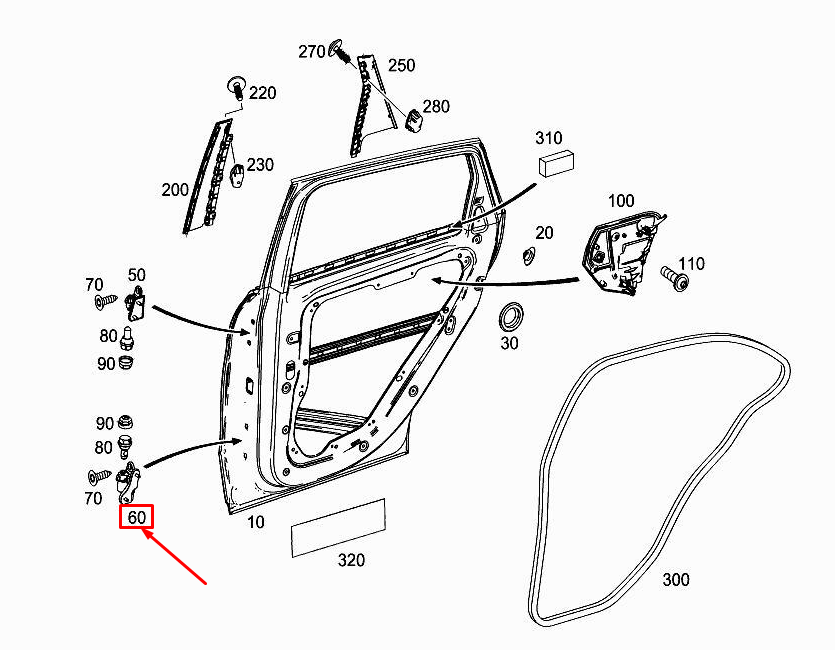 new mercedes-benz b w246 rear right bottom door hinge a2467300437 original