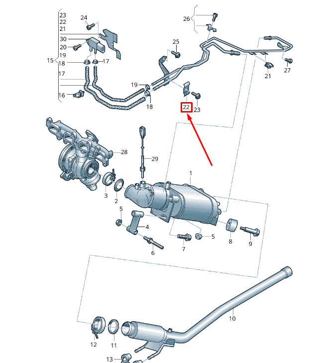 new vw transporter t6 diff press. line dual clip-upper part 7h0131194 original
