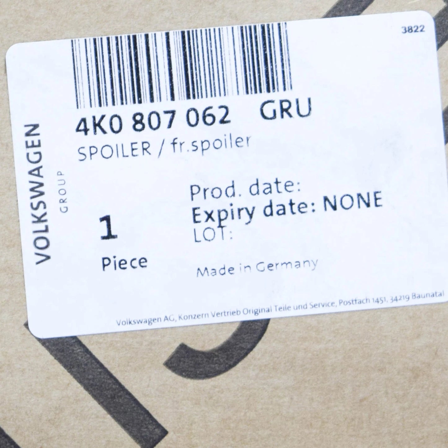 NEW AUDI A6 C8 FRONT RIGHT BUMPER SPOILER 4K0807062 GRU 4K0807062GRU ORIGINAL