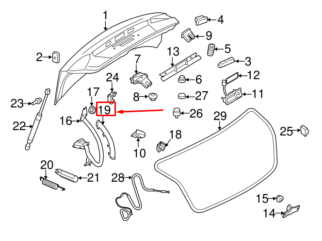 NEW AUDI A4 AVANT B8 REAR RIGHT TRUNK HINGE GUIDE 8K5971822AB01C ORIGINAL
