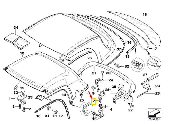 NEW BMW Z3 ROADSTER E36 HARDTOP LEFT LOCK 54218397737 ORIGINAL
